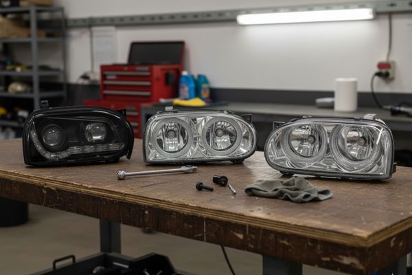 verschiedene VW Golf 3 Scheinwerfer auf Tisch